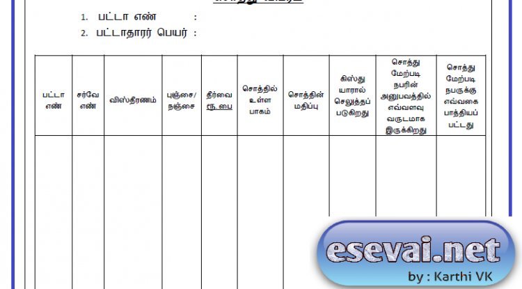 கிராம நிர்வாக அதிகாரியால் அளிக்கப்படும் சொத்து விபர சான்றிதழ்